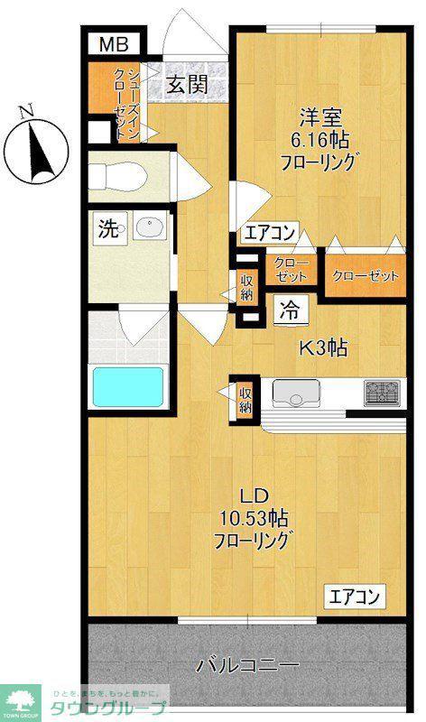 ガーデンビィラ六番館(1LDK/1階)の間取り写真