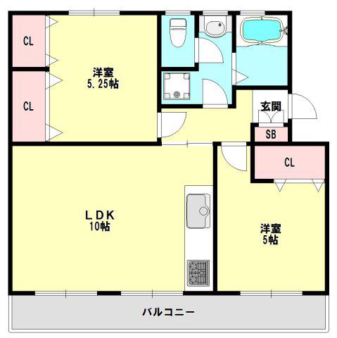 鈴蘭台第3(2LDK/5階)の間取り写真