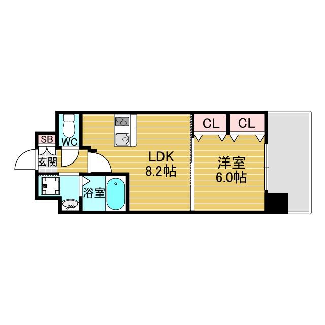 アドバンス新大阪3(1LDK/8階)の間取り写真