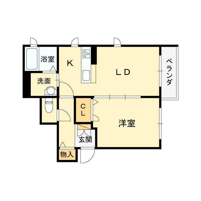 ショコライーヴ(1LDK/2階)の間取り写真