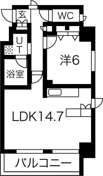 パルティール新栄(1LDK/7階)の間取り写真