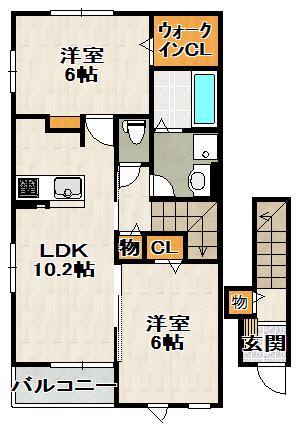 グラン山本I(2LDK/2階)の間取り写真