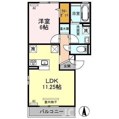 アネシス駅南(1LDK/1階)の間取り写真
