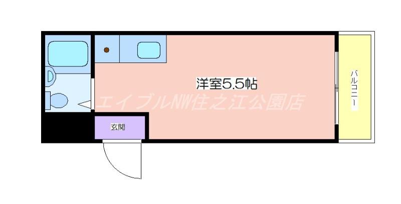 シーズ住吉(1K/4階)の間取り写真