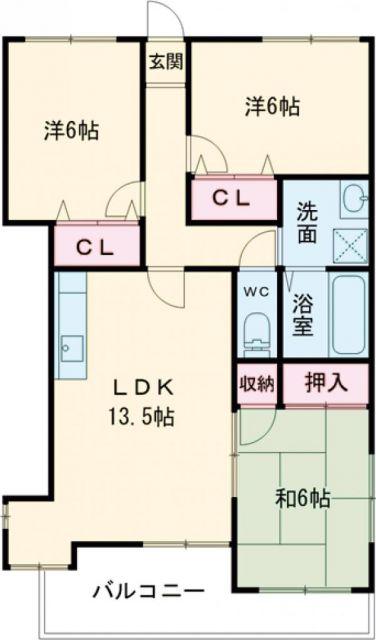 フルハウス稗田(3LDK/2階)の間取り写真