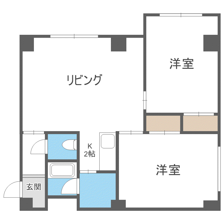 ローヤルハイツ新川(2LDK/1階)の間取り写真