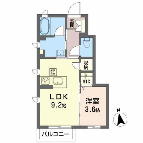 セレナヴィラ小松島B(1LDK/1階)の間取り写真