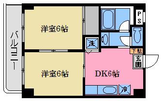 クレールタムラ(2DK/3階)の間取り写真