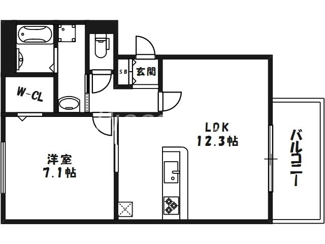 メイト城北(1LDK/3階)の間取り写真