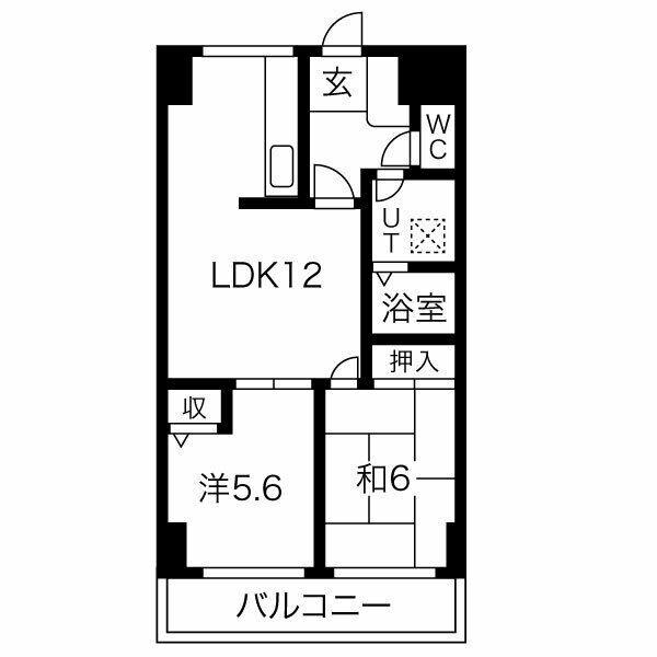 桜町ハイツ(2LDK/8階)の間取り写真