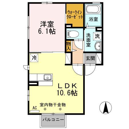 ティファニー(1LDK/1階)の間取り写真
