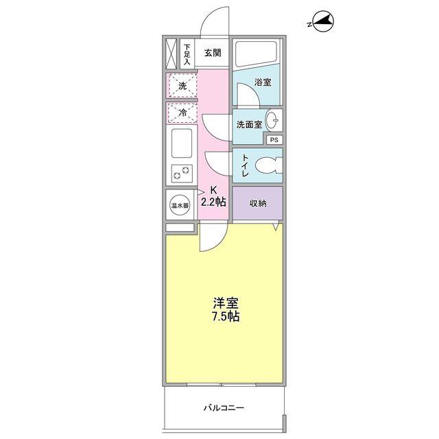 ベルク城山弐番館(1K/1階)の間取り写真