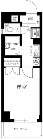 グランヴァン高田馬場(1K/1階)の間取り写真