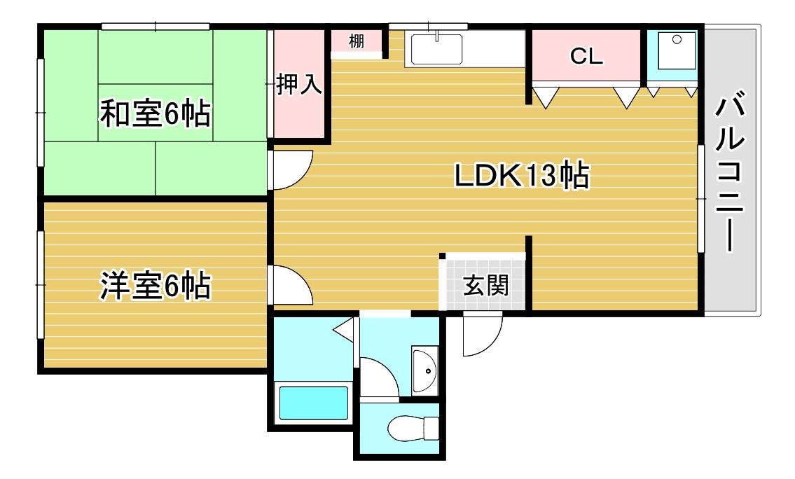 第二大西マンション(2LDK/3階)の間取り写真