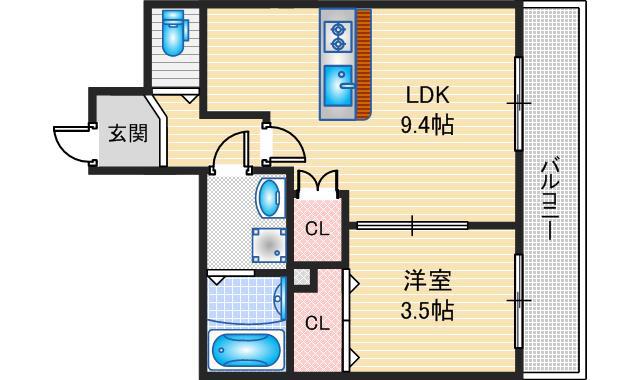 LINOメゾン蔵垣内(1LDK/2階)の間取り写真