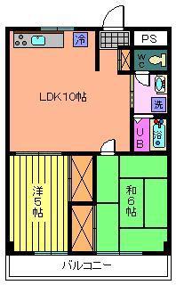 バレー中浦和(2LDK/3階)の間取り写真