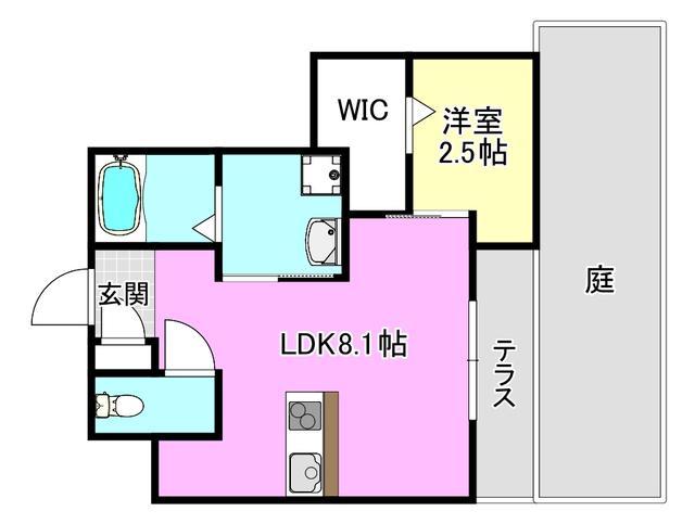 リアコート千里丘Iサウス(1LDK/1階)の間取り写真