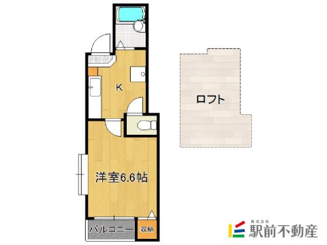 パレット六本松(1K/2階)の間取り写真