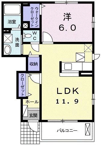 アットホームひまわりII(1LDK/1階)の間取り写真
