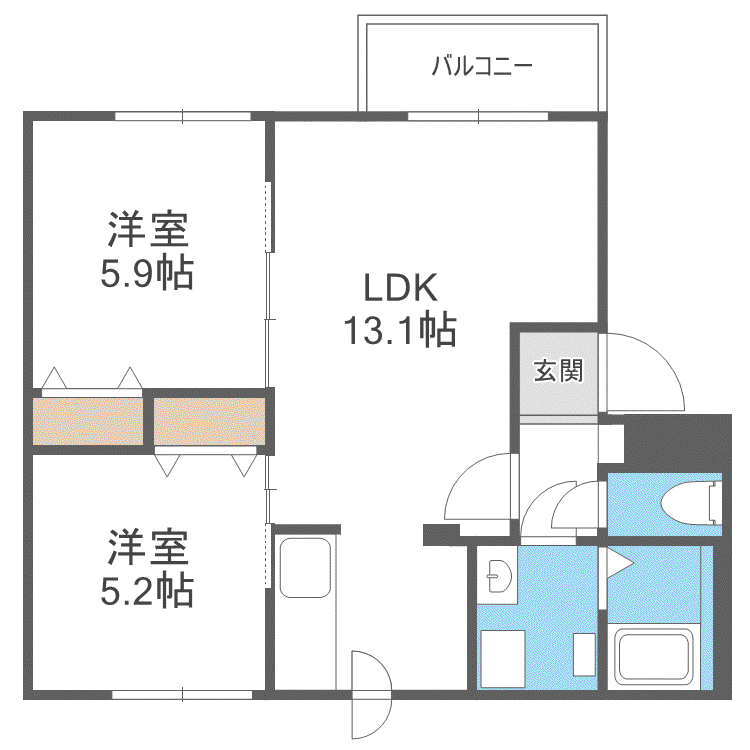 厚別中央3-2MS(2LDK/4階)の間取り写真