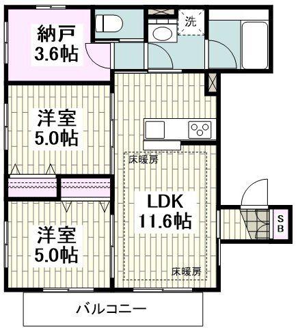 共恵1丁目メゾン(2SLDK/2階)の間取り写真