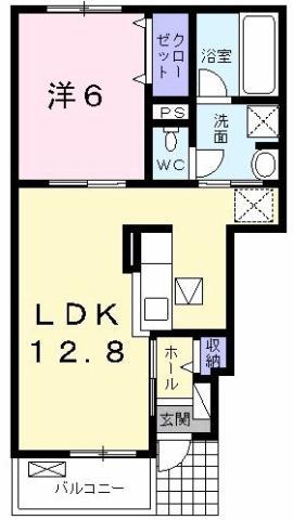 プルミエI(1LDK/1階)の間取り写真