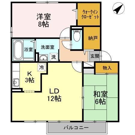 セジュールのぞみII棟(2LDK/1階)の間取り写真
