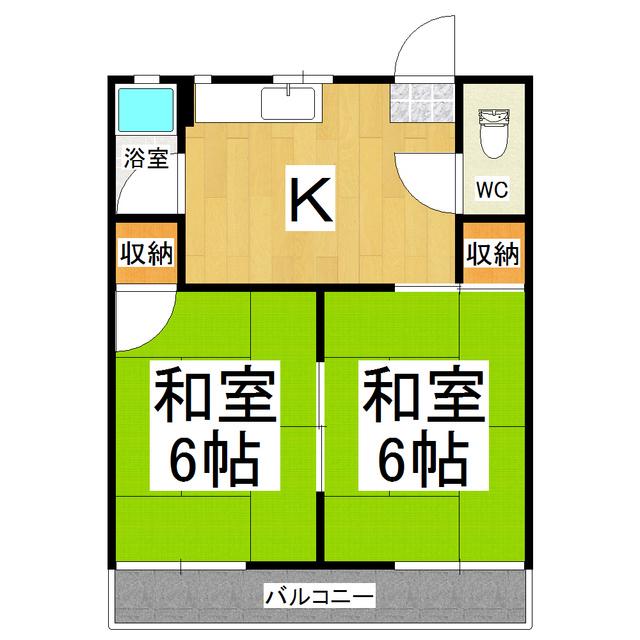 コーポよこざわ(2K/2階)の間取り写真