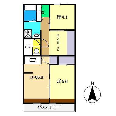 ヴィラナリー高知1号棟(2SDK/3階)の間取り写真