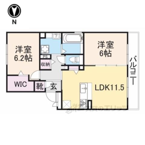 グラシアス2(2LDK/2階)の間取り写真