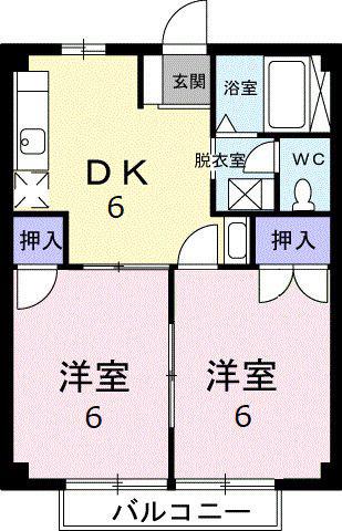 別井ハイツC(2DK/1階)の間取り写真