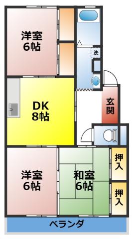 クリーンシティー(3DK/1階)の間取り写真