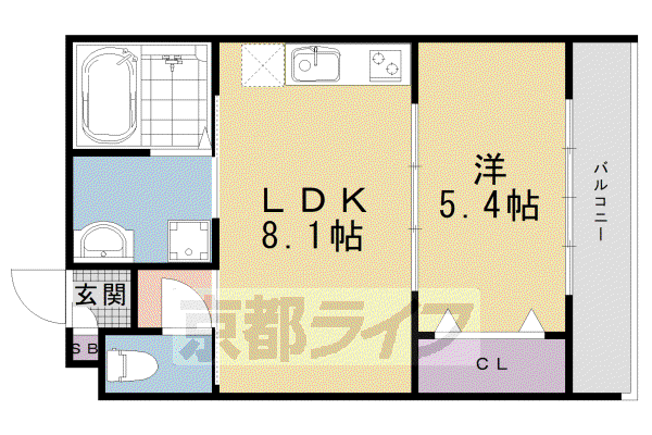 プライベートレジデンス東山七条(1LDK/2階)の間取り写真