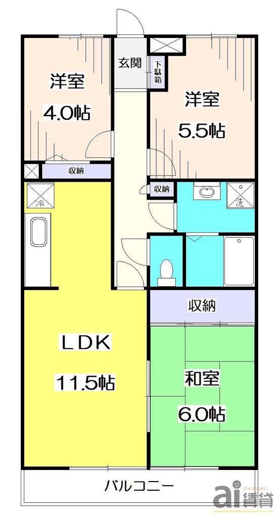 リヴェール滝山(3LDK/2階)の間取り写真