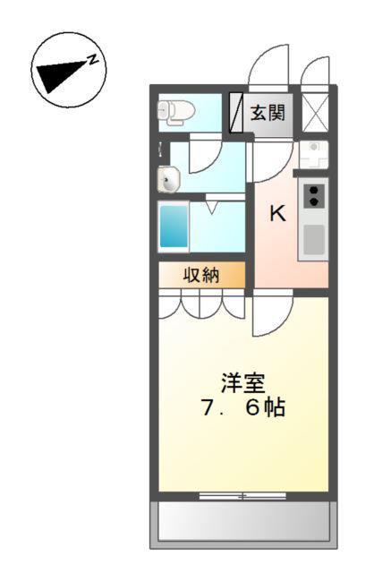 サンフィットあけぼの(1K/2階)の間取り写真