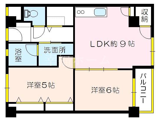 西田ビルディング(2LDK/4階)の間取り写真