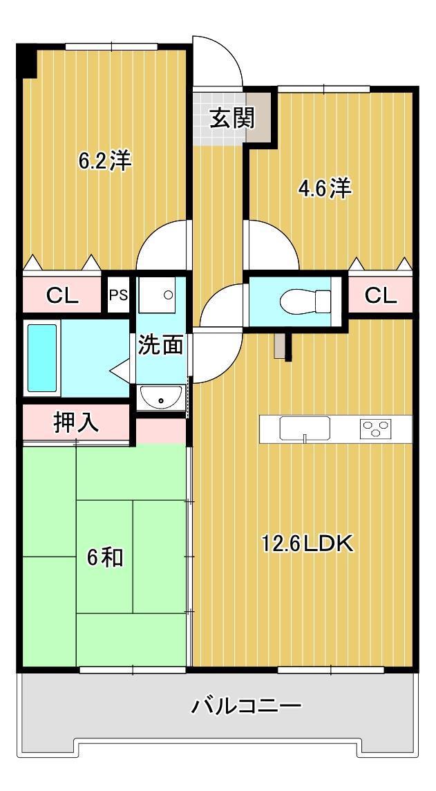 オーセンティック西京I(3LDK/3階)の間取り写真