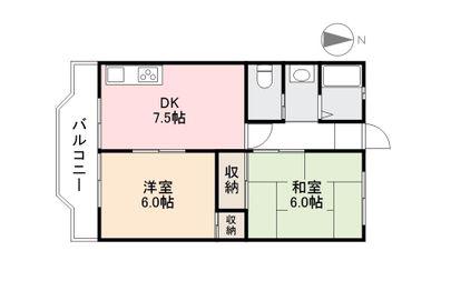 中山マンション2(2DK/3階)の間取り写真