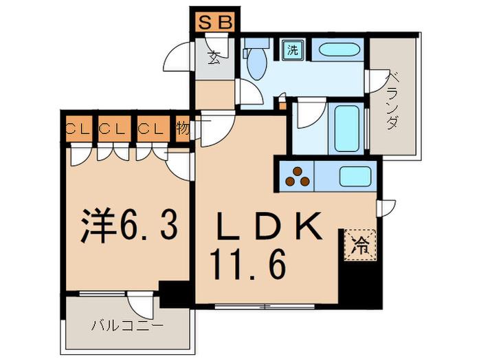 レジディアタワー目黒不動前(1LDK/4階)の間取り写真