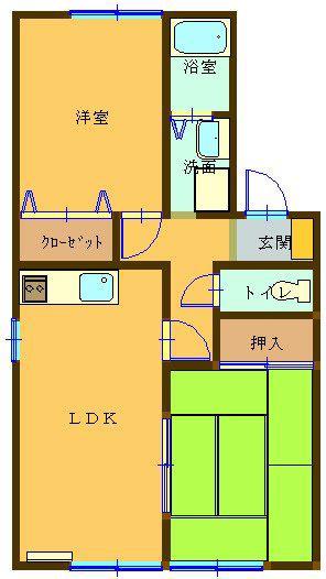 セジュール友B棟(2LDK/1階)の間取り写真