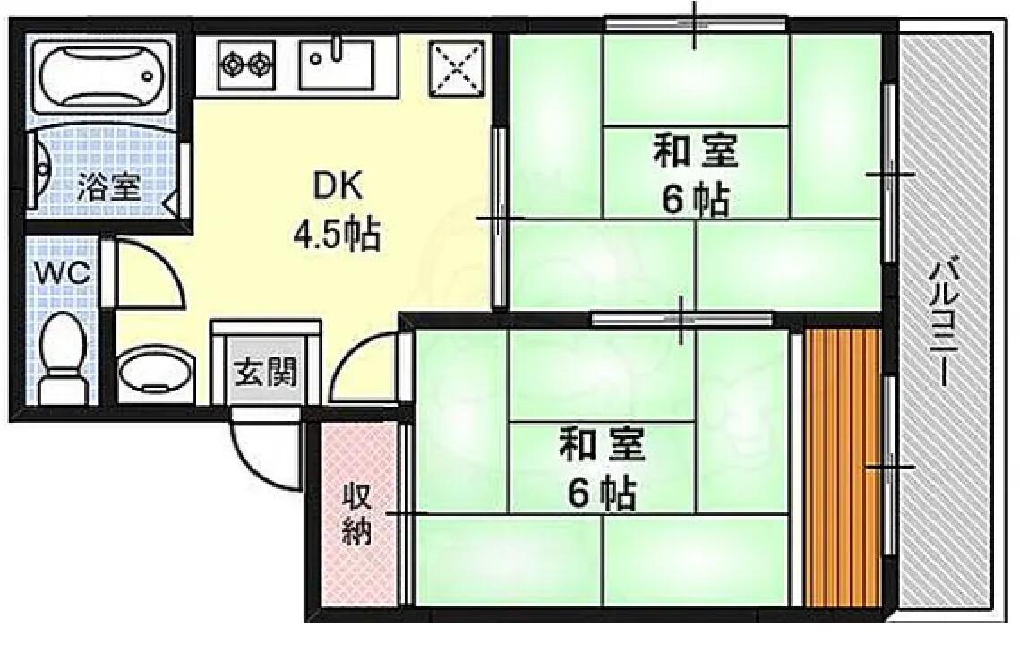 ハイツマツナオ(2DK/4階)の間取り写真