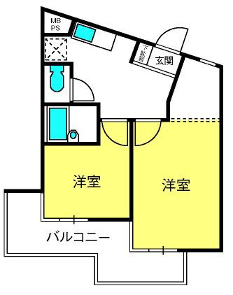 センチュリー羽沢(1LDK/4階)の間取り写真