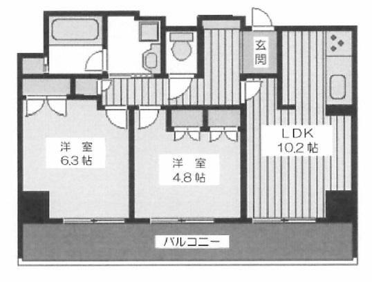 マンション 品川区大崎(2LDK/6階)の間取り写真
