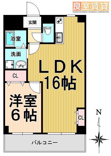 エステートほりかわ(1LDK/3階)の間取り写真