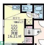 リヴィエールイーストゲート(1K/2階)の間取り写真