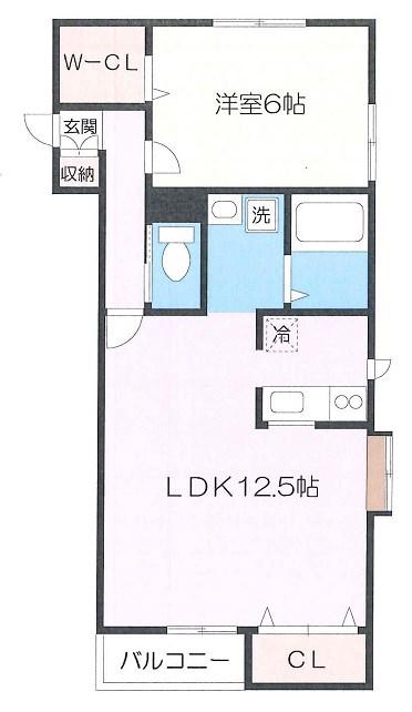 ツインキューブA(1LDK/1階)の間取り写真