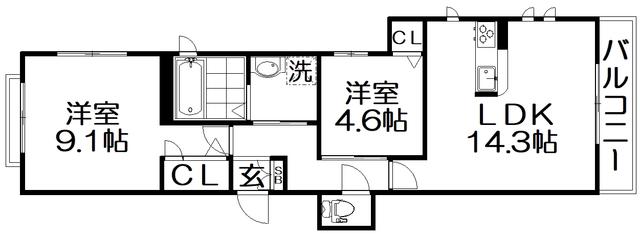 シャーメゾンボヌール(2LDK/3階)の間取り写真