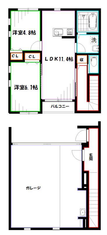 ベル クラージュ(2LDK/1階)の間取り写真