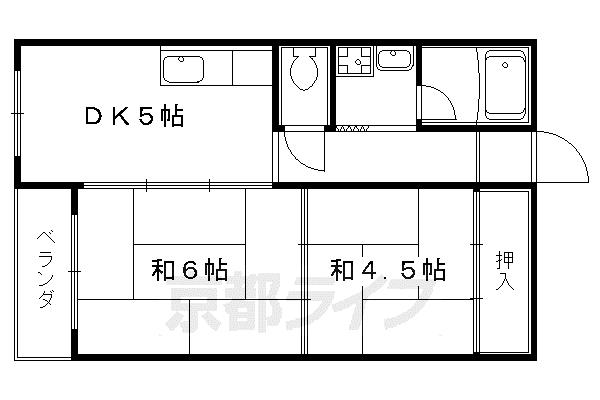 六角シティーハイツ(2DK/2階)の間取り写真