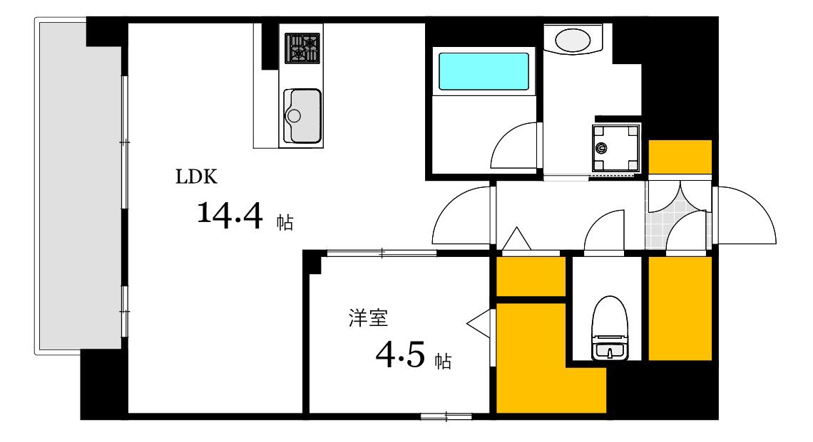 リヴィエール東白島(1LDK/7階)の間取り写真